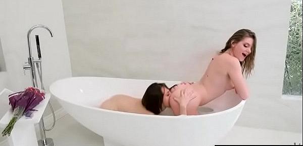  Jenna Sativa & Misty Lovelace lesbians play in bath tube
